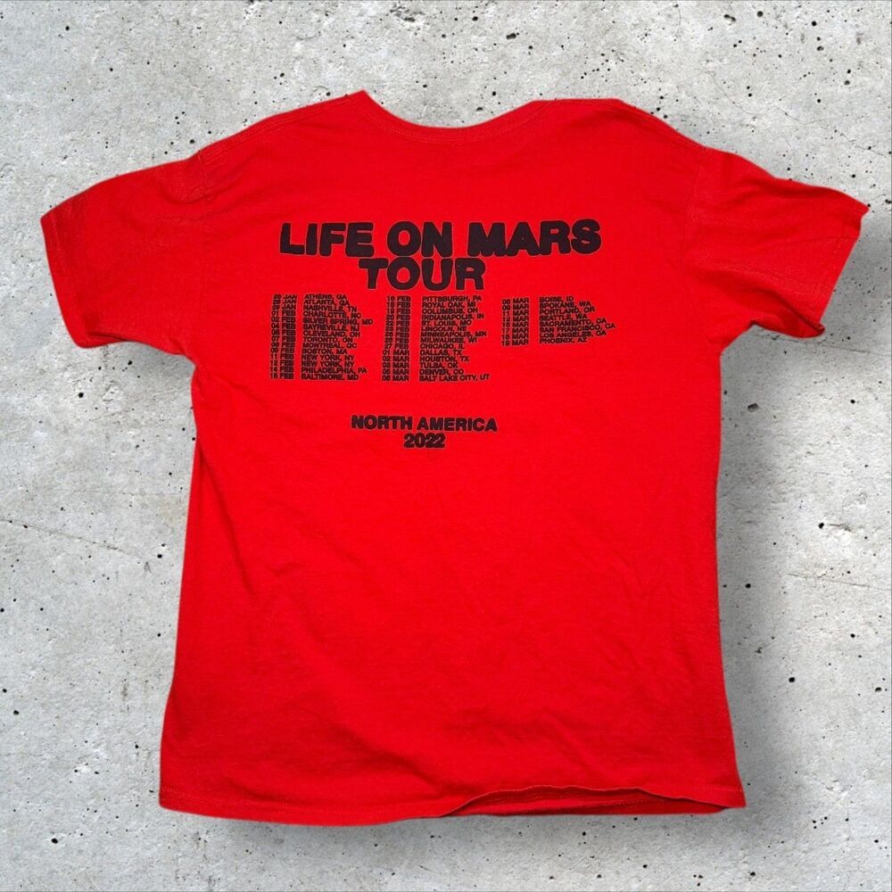Yung Blood Red Punk Skull Mohawk Graphic T‑Shirt Life On Mars Tour 2022 L - Picture 2 of 8